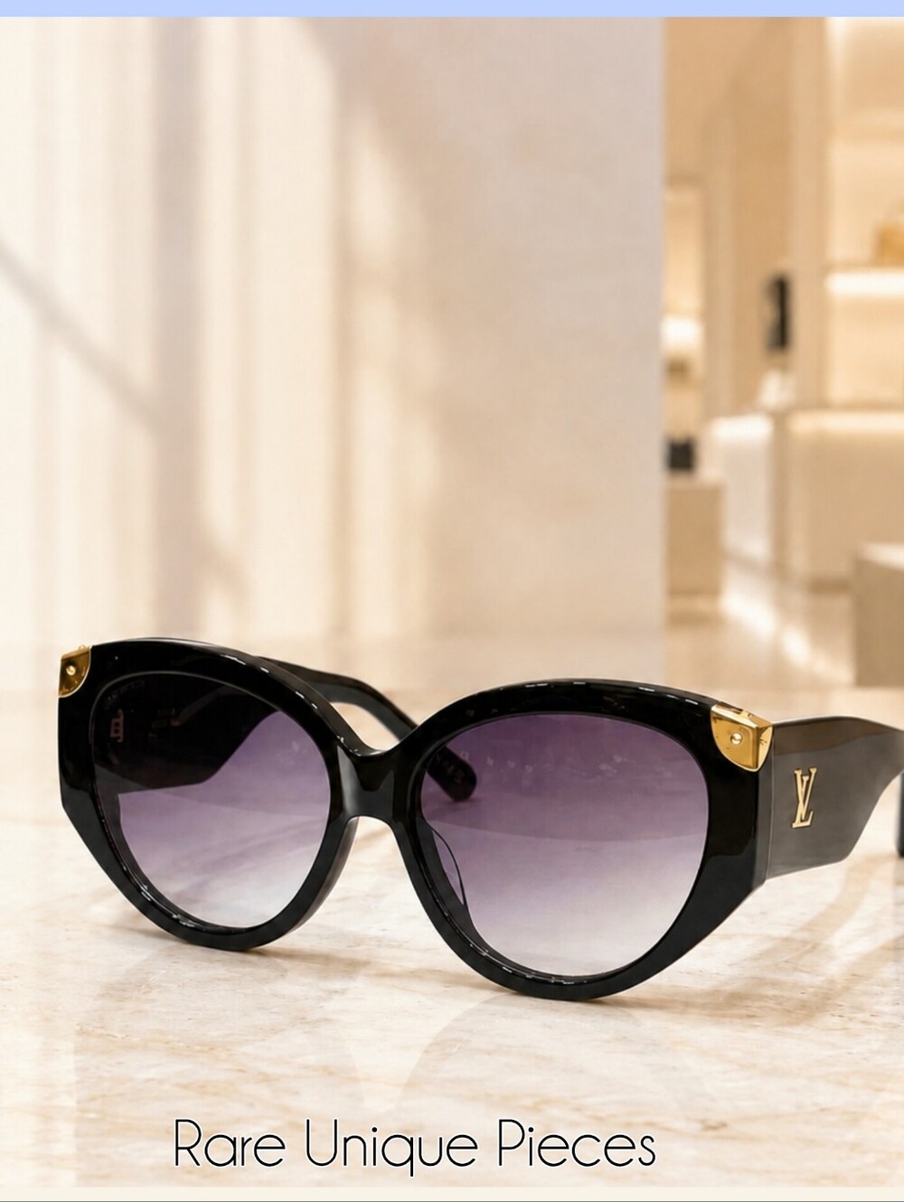 New LV Black Oversized Sunglasses with Purple Gradient Lenses